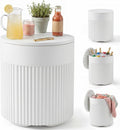 PASAMIC Outdoor Cooler Side Table, 3-in-1 Patio Ice Cooler Table with Storage, HDPE Outdoor Table with Drain Plug, Holds 24 Cans & Fits Wine Bottles, Poolside Deck Backyard (White)
