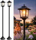 PASAMIC Outdoor Solar Post Lights, 2-Pack 63" Dusk to Dawn Solar Lamp Posts, Waterproof Floor Lamps, Warm White Pole Lights for Patio with Replaceable Bulb