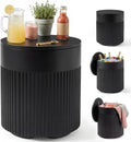 PASAMIC Outdoor Cooler Side Table, 3-in-1 Patio Ice Cooler Table with Storage, HDPE Outdoor Table with Drain Plug, Holds 24 Cans & Fits Wine Bottles, Poolside Deck Backyard (Black)