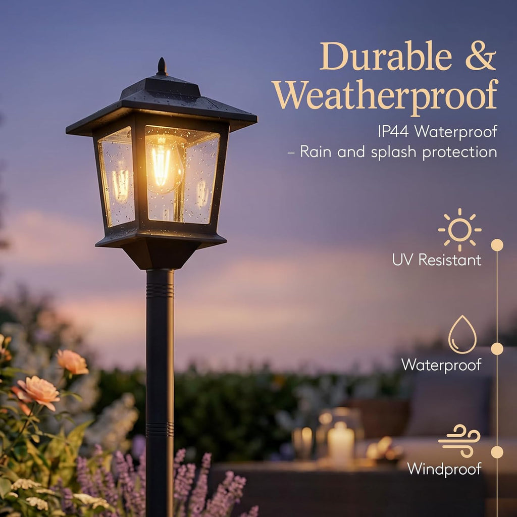 PASAMIC Outdoor Solar Post Lights, 2-Pack 63" Dusk to Dawn Solar Lamp Posts, Waterproof Floor Lamps, Warm White Pole Lights for Patio with Replaceable Bulb