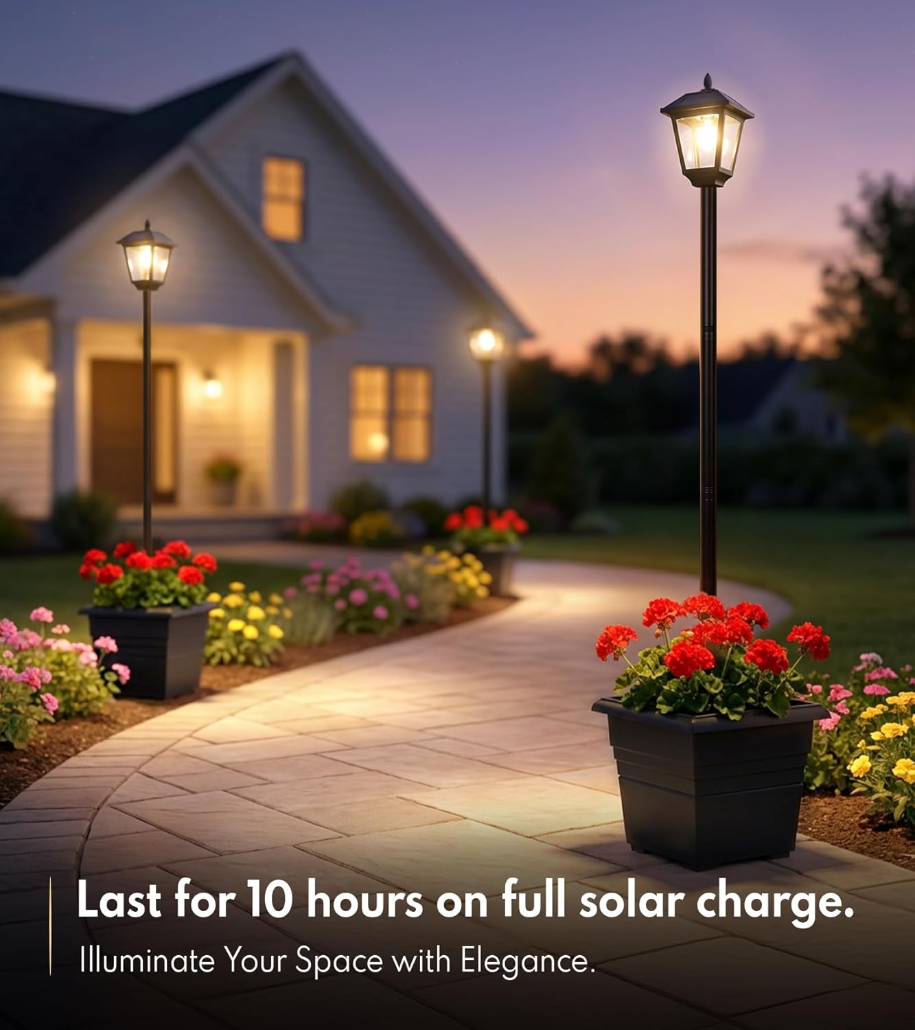 PASAMIC 72" Solar Lamp Post with Planter, Waterproof Solar Outdoor Light for Backyard, Garden & Patio, Outdoor Post Light for Pathway, Driveway, Yard & Front Yard Decor