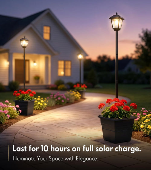 PASAMIC 72" Solar Lamp Post with Planter, Waterproof Solar Outdoor Light for Backyard, Garden & Patio, Outdoor Post Light for Pathway, Driveway, Yard & Front Yard Decor