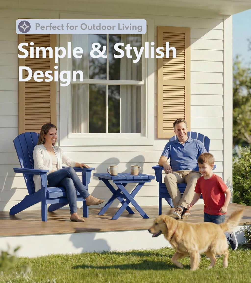 PASAMIC Folding Outdoor Side Table, Small Outdoor Table, Portable, No Assembly, Weather-Resistant HDPE End Table for Camping, RV, Poolside, Garden (Navy)