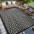 Waterproof Outdoor Rug 9x18 ft, Reversible Plastic Straw Rug, Easy to Clean Patio Rug, Portable Carpet for Patio, RV, Deck, Balcony, Backyard, Picnic, Beach, I-Shaped, Black